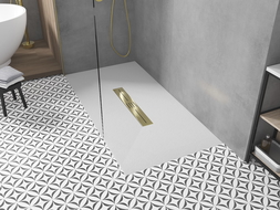 Mexen Toro rectangular SMC shower tray 150 x 70 cm, white, gold cover - 43107015-G