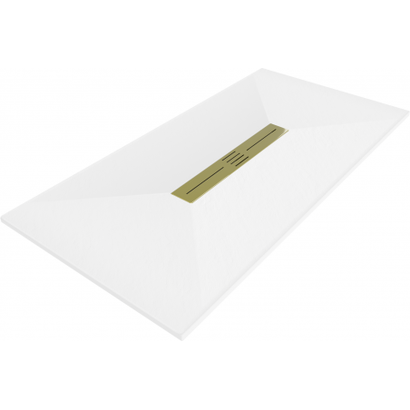 Mexen Toro receveur rectangulaire SMC 160 x 80 cm, blanc, cache doré - 43108016-G