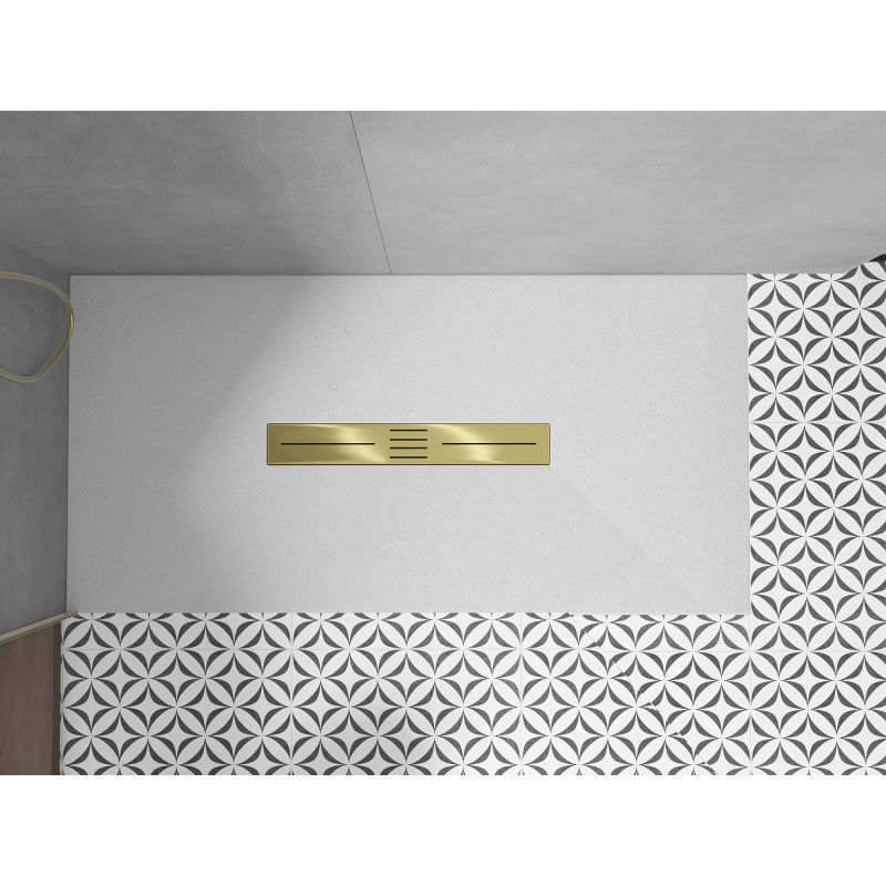 Mexen Toro rechteckige Duschwanne SMC 150 x 80 cm, weiß, goldene Abdeckung - 43108015-G