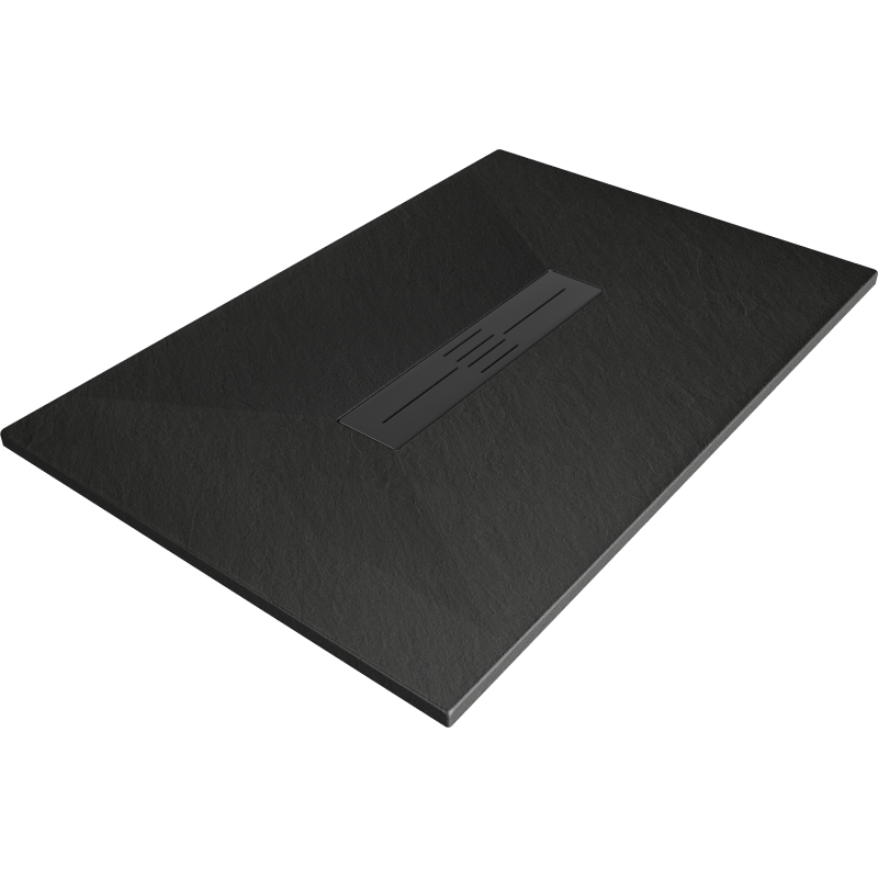 Mexen Toro brodzik prostokątny SMC 140 x 80 cm, czarny, maskownica czarna - 43708014-B