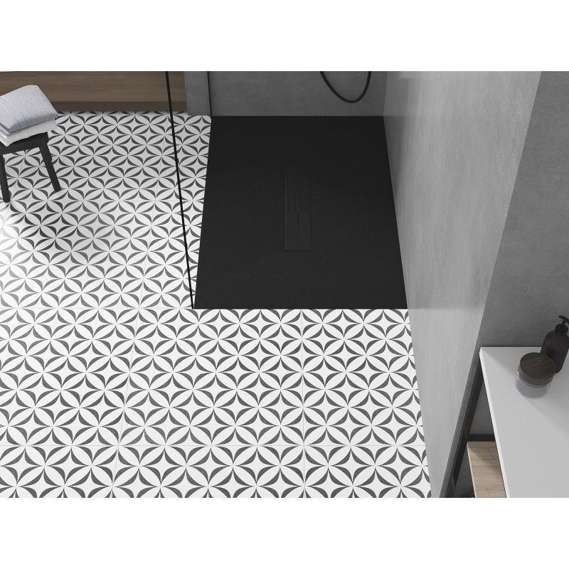 Mexen Toro plato de ducha rectangular SMC 110 x 80 cm, negro, cubierta negra - 43708011-B