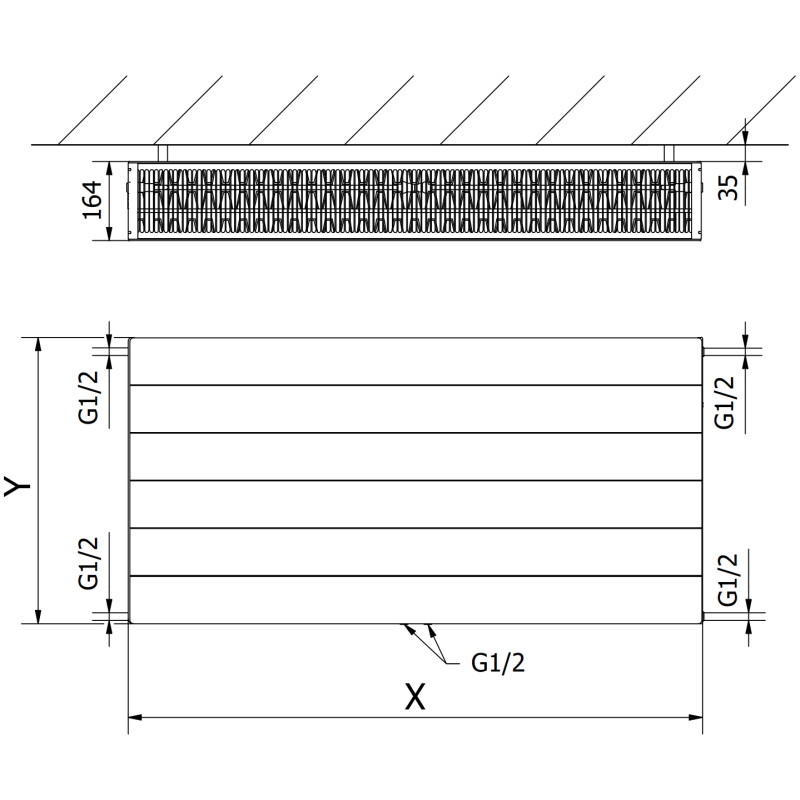 Mexen Line CCL33 plaadiradiaator, 600 x 900 mm, alumine keskmine ühendus, 1981 W, must - W6C33L-060-090-70
