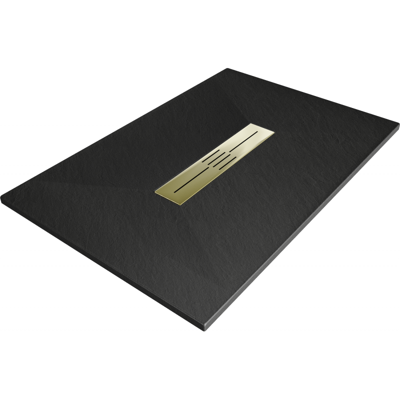 Bac à douche rectangulaire Mexen Toro SMC 100 x 70 cm, noir, cache doré - 43707010-G