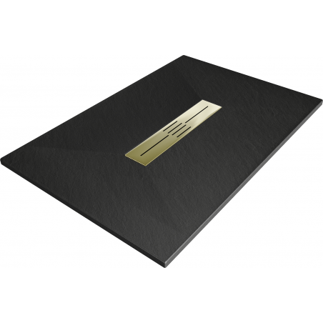 Bac à douche rectangulaire Mexen Toro SMC 100 x 70 cm, noir, cache doré - 43707010-G