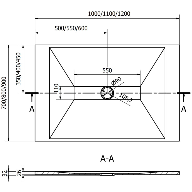 Mexen Toro pravokutni tuš SMC 120 x 70 cm, crni, crna maska - 43707012-B