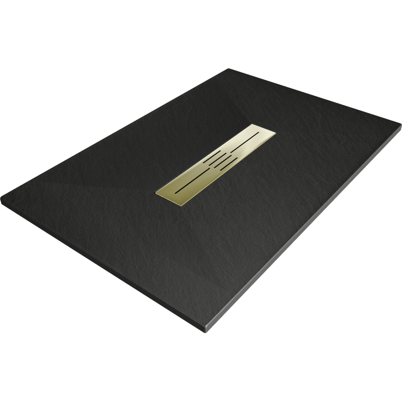 Mexen Toro brodzik prostokątny SMC 100 x 80 cm, czarny, maskownica złota - 43708010-G