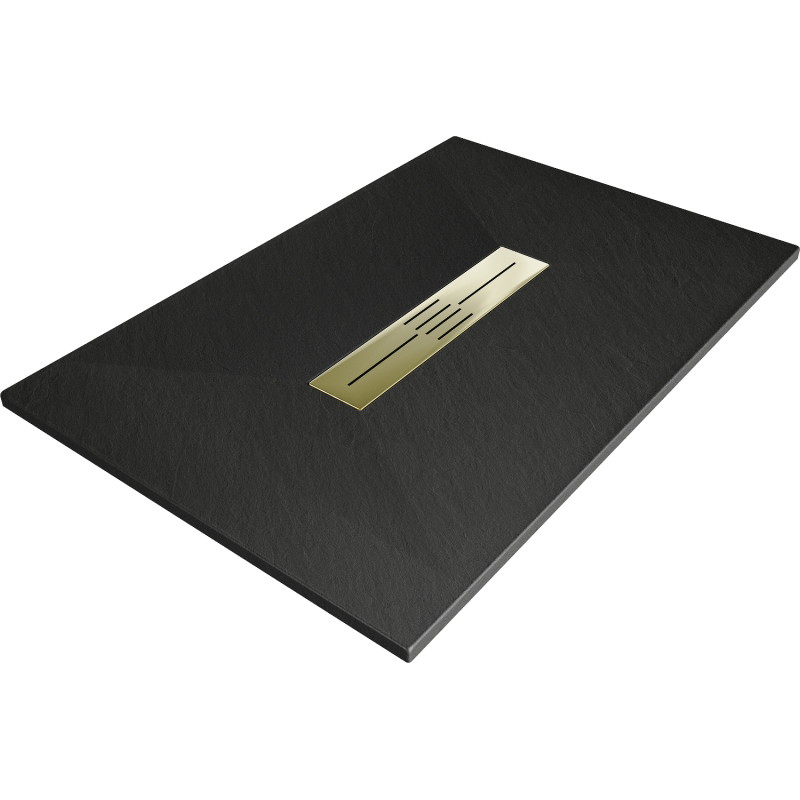 Mexen Toro ristkülikukujuline SMC dušialus 100 x 90 cm, must, kuldne kate - 43709010-G
