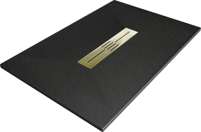 Mexen Toro brodzik prostokątny SMC 100 x 90 cm, czarny, maskownica złota - 43709010-G