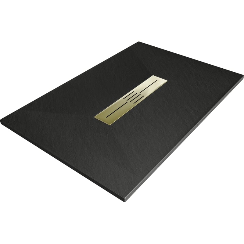 Mexen Toro ristkülikukujuline dušialus SMC 110 x 90 cm, must, kuldne kate - 43709011-G