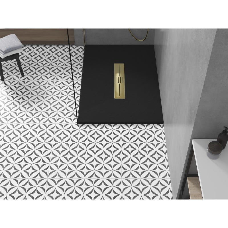 Mexen Toro SMC Rectangular Shower Tray 120 x 90 cm, Black, Gold Cover - 43709012-G