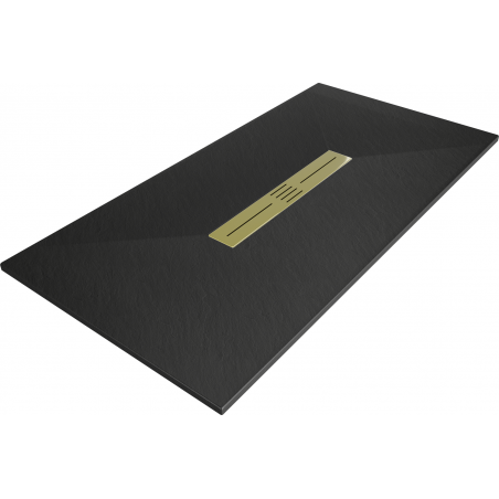 Mexen Toro ristkülikukujuline SMC dušialus 170 x 80 cm, must, kuldne kate - 43708017-G