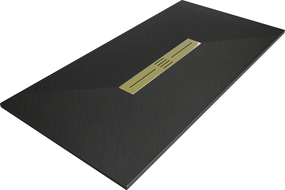 Mexen Toro ristkülikukujuline SMC dušialus 180 x 80 cm, must, kuldne kate - 43708018-G