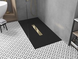 Mexen Toro rechteckige SMC-Duschwanne 200 x 80 cm, schwarz, Abdeckung in Gold - 43708020-G