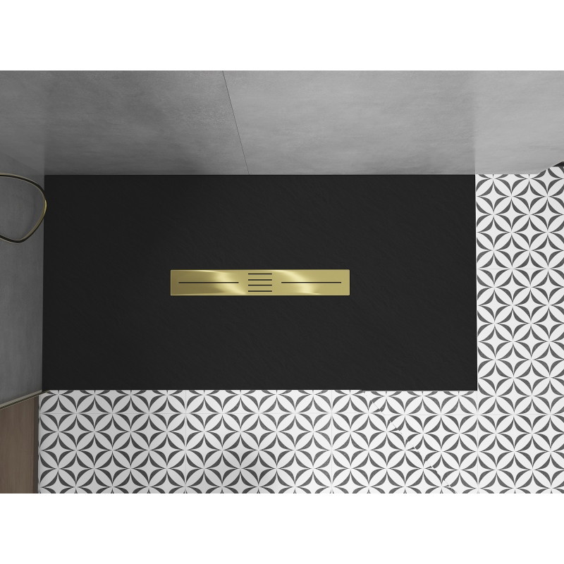 Mexen Toro ristkülikukujuline SMC dušialus 180 x 80 cm, must, kuldne kate - 43708018-G
