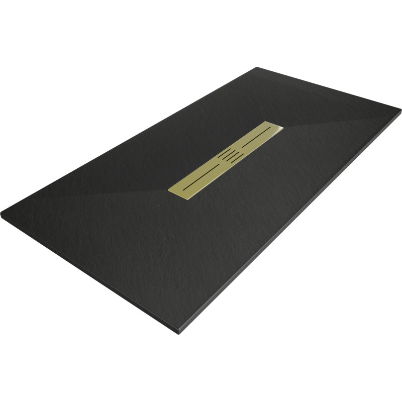 Mexen Toro ristkülikukujuline SMC-dušialus 200 x 90 cm, must, kuldne kate - 43709020-G