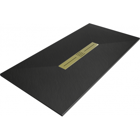 Mexen Toro ristkülikukujuline SMC-dušialus 200 x 90 cm, must, kuldne kate - 43709020-G