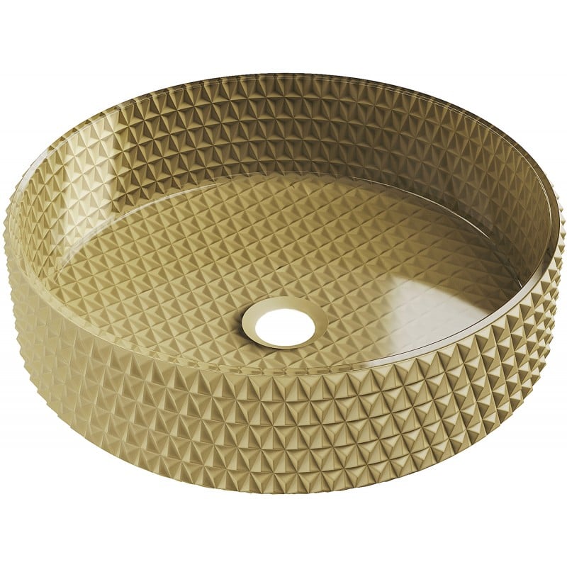 Mexen Aura lavandino da appoggio in vetro 39 x 39 cm, oro - 24013950