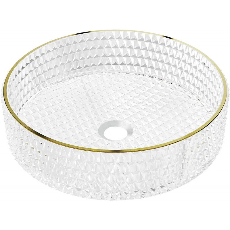 Mexen Aura glazen opbouw wastafel 39 x 39 cm, transparant/goud - 24013905
