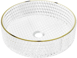 Mexen Aura lavabo en verre sur plan 39 x 39 cm, transparent/or - 24013905