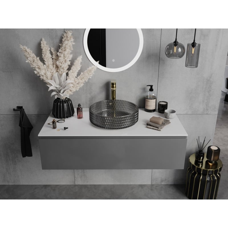 Mexen Aura lavabo da appoggio in vetro 39 x 39 cm, nero - 24013970