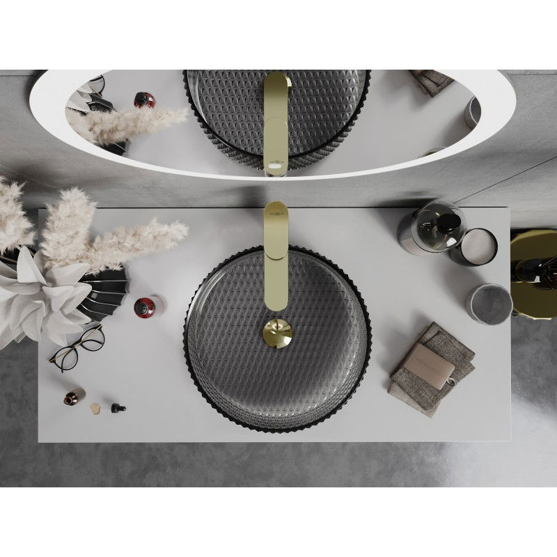 Mexen Aura lavabo da appoggio in vetro 39 x 39 cm, nero - 24013970