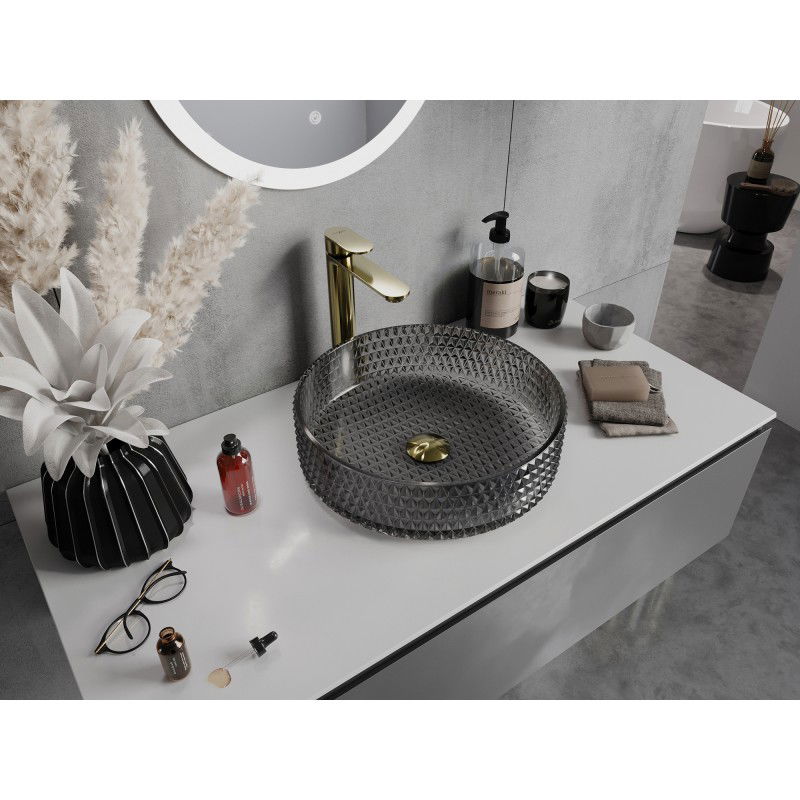 Mexen Aura lavatório de vidro de bancada 39 x 39 cm, preto - 24013970