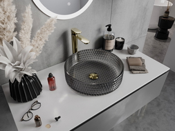 Mexen Aura lavabo de vidrio sobre encimera 39 x 39 cm, negro - 24013970