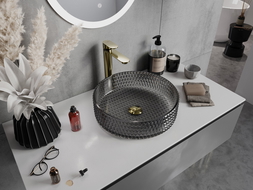 Mexen Aura lavabo en verre à poser 39 x 39 cm, noir - 24013970