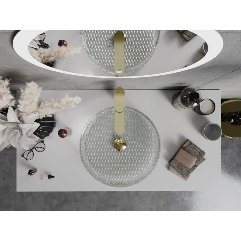 Mexen Aura glass countertop washbasin 39 x 39 cm, transparent - 24013900