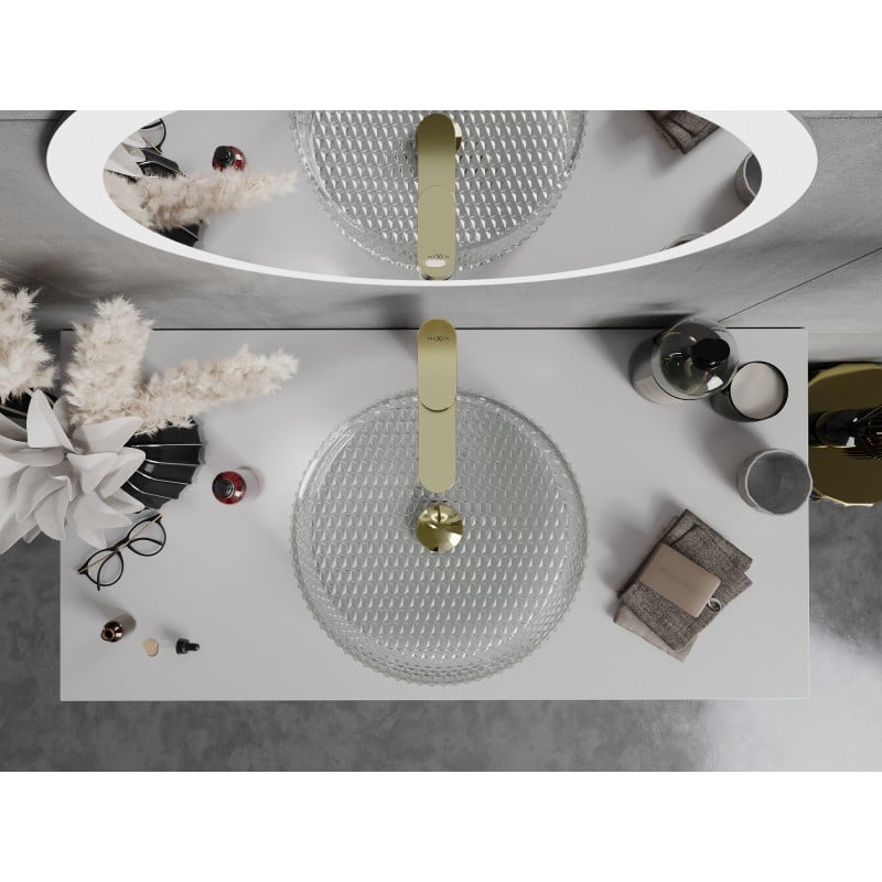 Mexen Aura szklana umywalka nablatowa 39 x 39 cm, transparent - 24013900