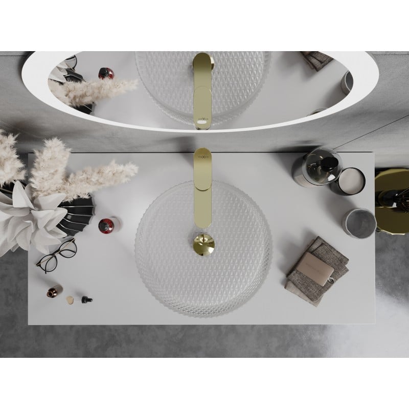 Mexen Aura lavabo de vidrio sobre encimera 39 x 39 cm, vidrio mate - 24013930