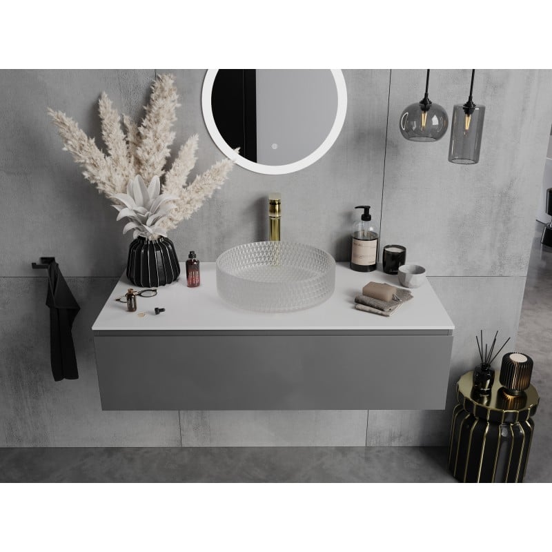 Mexen Aura lavabo de vidrio sobre encimera 39 x 39 cm, vidrio mate - 24013930