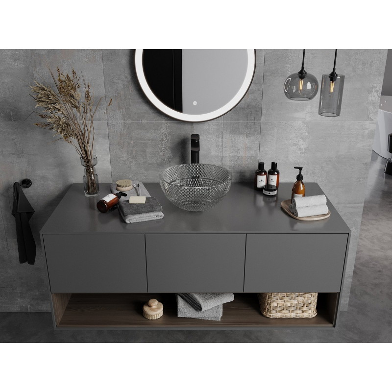Mexen Dora lavabo de vidrio sobre encimera de 34 x 34 cm, transparente - 24113400