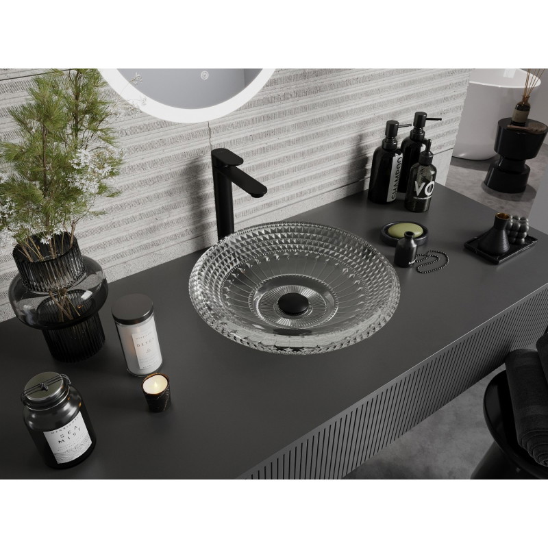Mexen Heba glass countertop washbasin 45 x 45 cm, transparent - 24064500