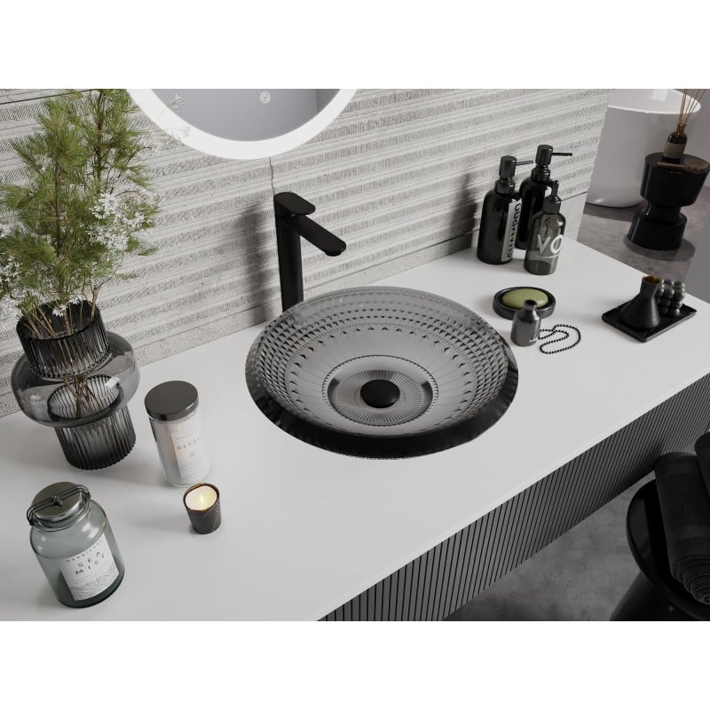 Mexen Heba glazen opbouw waskom 45 x 45 cm, zwart - 24064570