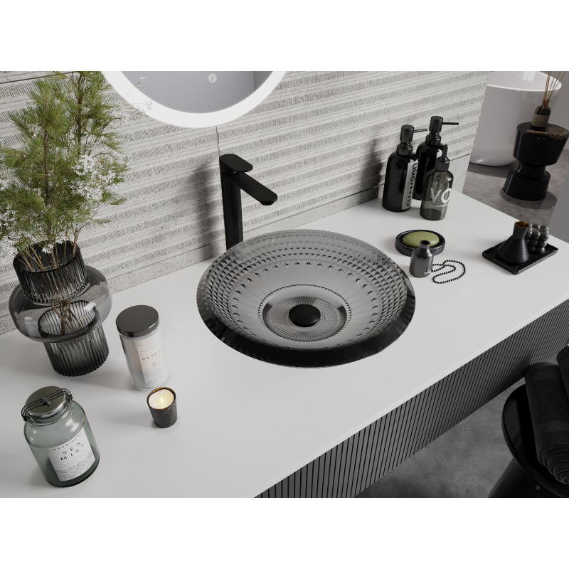 Mexen Heba lavabo en verre à poser 45 x 45 cm, noir - 24064570