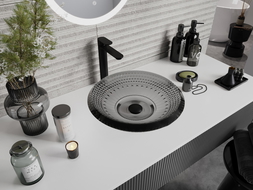 Mexen Heba lavabo de vidrio sobre encimera 45 x 45 cm, negro - 24064570