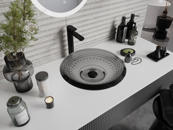 Mexen Heba stikla virsapmetuma izlietne 45 x 45 cm, melna - 24064570