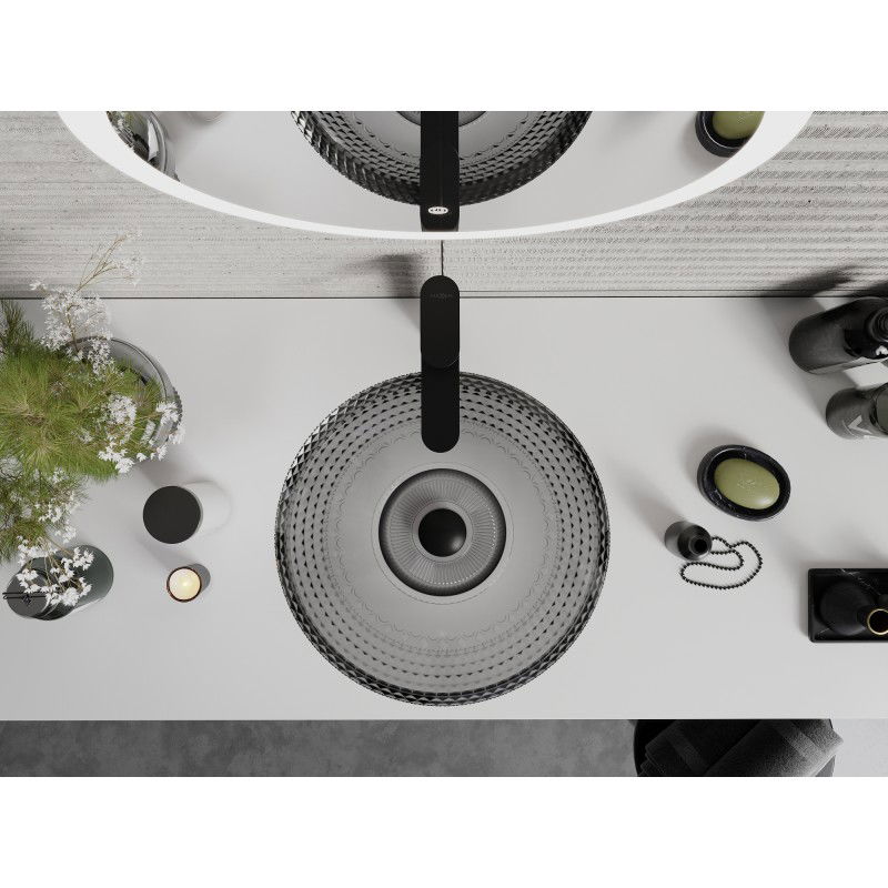 Mexen Heba lavabo de vidrio sobre encimera 45 x 45 cm, negro - 24064570