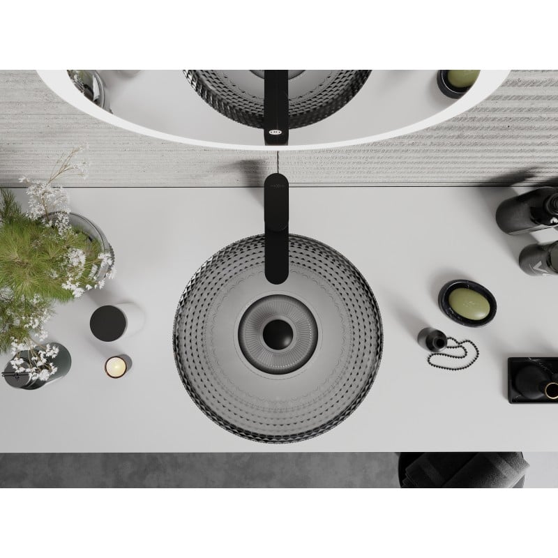 Mexen Heba lavandino da appoggio in vetro 45 x 45 cm, nero - 24064570