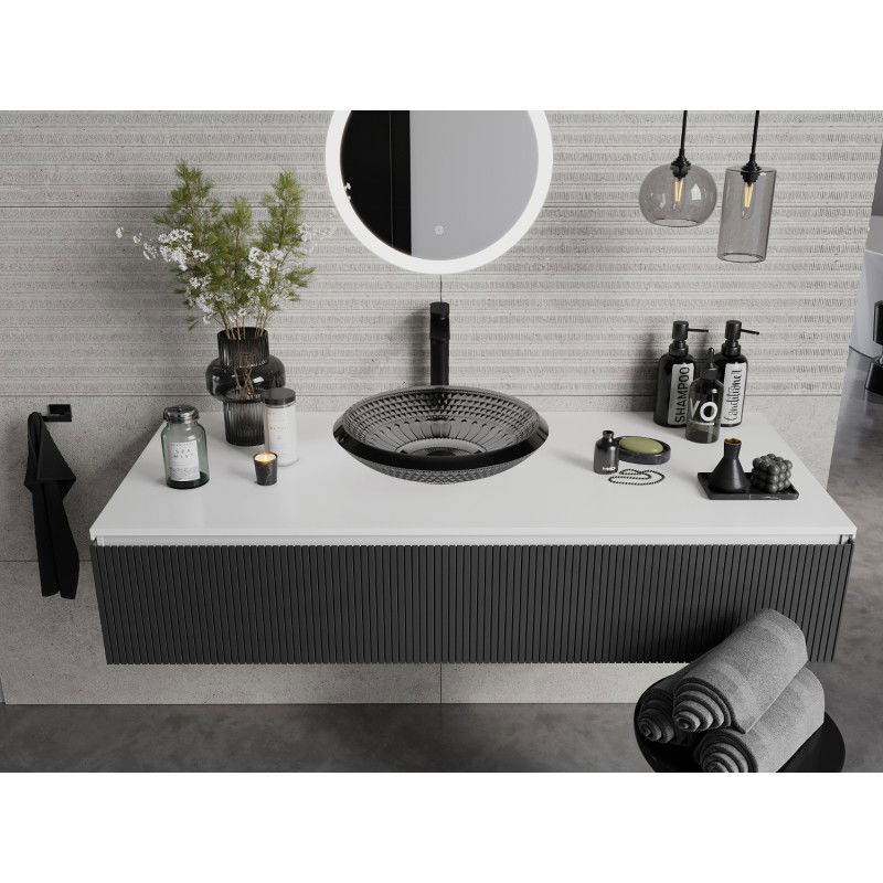 Mexen Heba lavabo de vidrio sobre encimera 45 x 45 cm, negro - 24064570