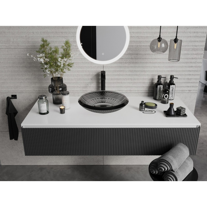 Mexen Heba lavabo sobre encimera de vidrio de 45 x 45 cm, negro - 24064570