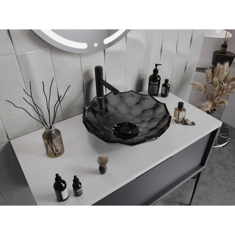 Mexen Inga lavabo da appoggio in vetro 44 x 44 cm, nero - 24074470