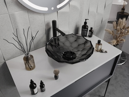 Mexen Inga lavabo en verre à poser 44 x 44 cm, noir - 24074470