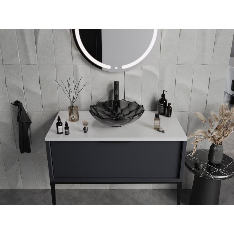 Mexen Inga lavabo de vidrio sobre encimera 44 x 44 cm, negro - 24074470