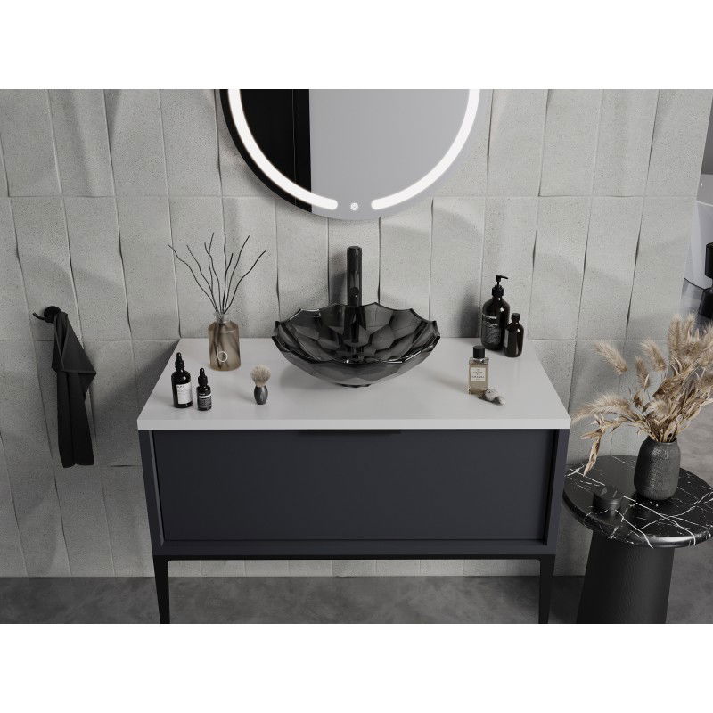 Mexen Inga lavabo de vidrio sobre encimera de 44 x 44 cm, negro - 24074470