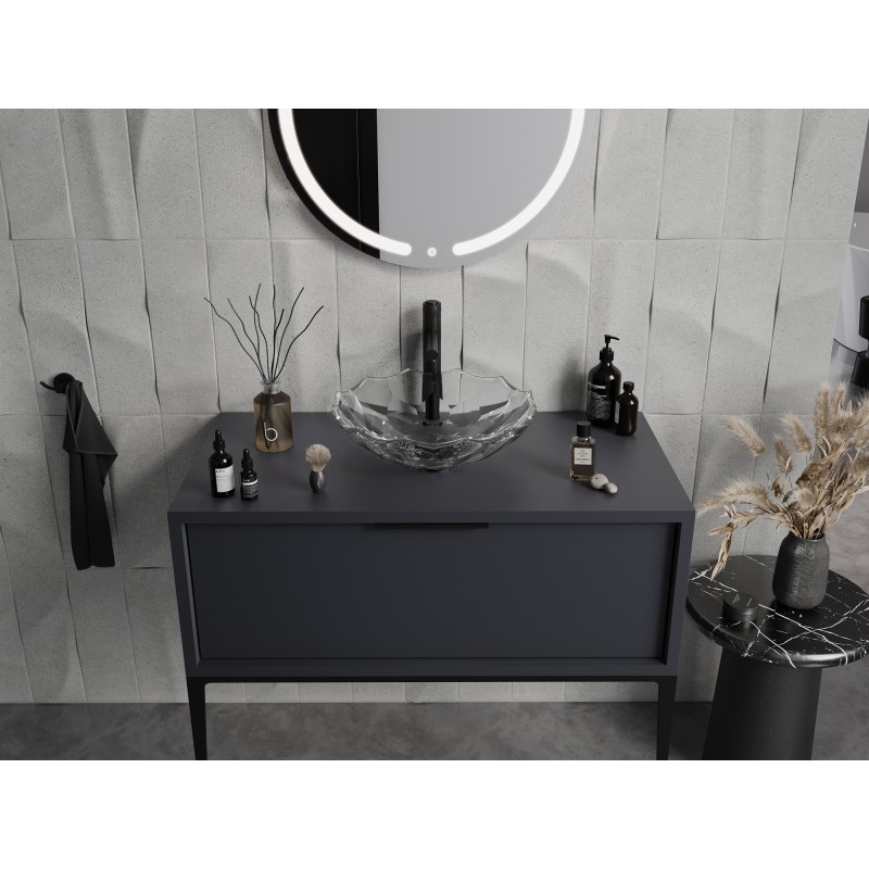 Mexen Inga glazen opzetwastafel 44 x 44 cm, transparant - 24074400