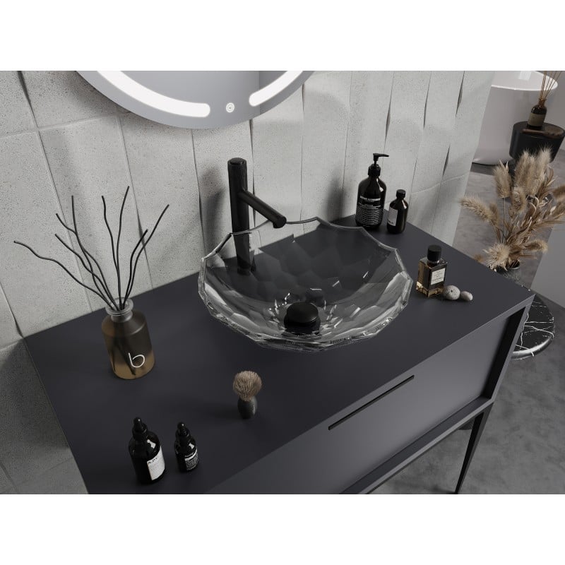 Mexen Inga lavabo en verre à poser 44 x 44 cm, transparent - 24074400