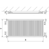 Mexen CH10 Hygiëne plaatradiator 300 x 1300 mm, zij-aansluiting, 430 W, wit - W410H-030-130-00