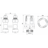 Mexen G01 termostatski set s dvije cijevi DN50, pravokutni 1/2"x16 mm, nikal - W912-016-918-01